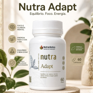 NUTRA ADAPT – Bacopa, Rhodiola, Magnésio Quelado e L-Teanina para Estresse, Clareza Mental e Energia Equilibrada