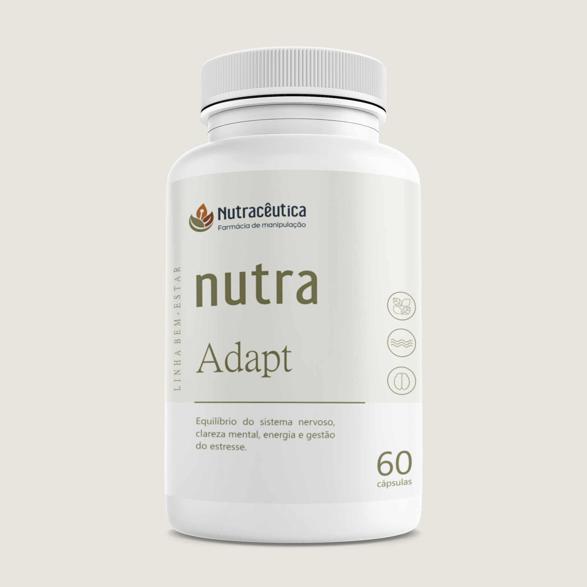 NUTRA ADAPT – Bacopa, Rhodiola, Magnésio Quelado e L-Teanina para Estresse, Clareza Mental e Energia Equilibrada