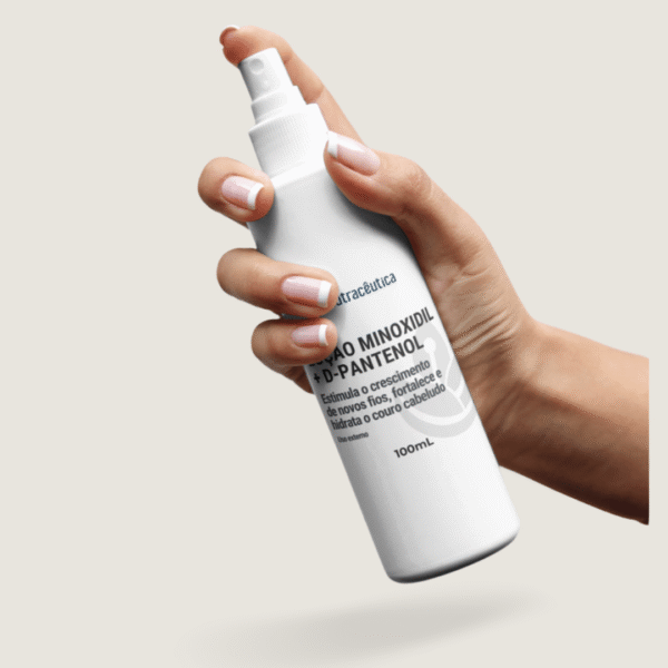 Loção com Minoxidil 5% e D-Pantenol Spray 100ml – Tratamento para Queda de Cabelo, Barba e Estímulo ao Crescimento