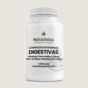 Complexo de Enzimas Digestivas Cápsulas Gastroresistentes – Protease, Lipase, Pancreatina, Papaína, Bromelina e Amilase | Digestão