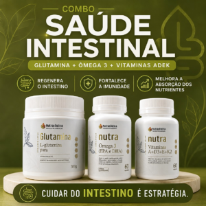 Combo Saúde Intestinal | Glutamina + Ômega 3 + Vitaminas ADEK