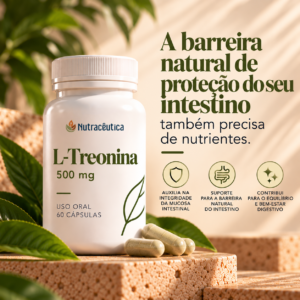 L-Treonina 500 mg – Aminoácido Essencial para a Mucosa Intestinal | 60 Cápsulas